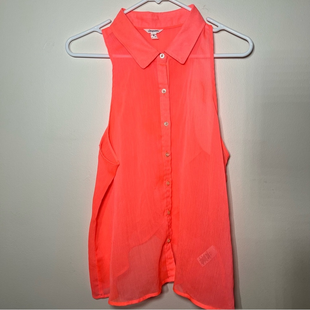 Aeropostale coral Sleeveless Button-Up Blouse sz lrg